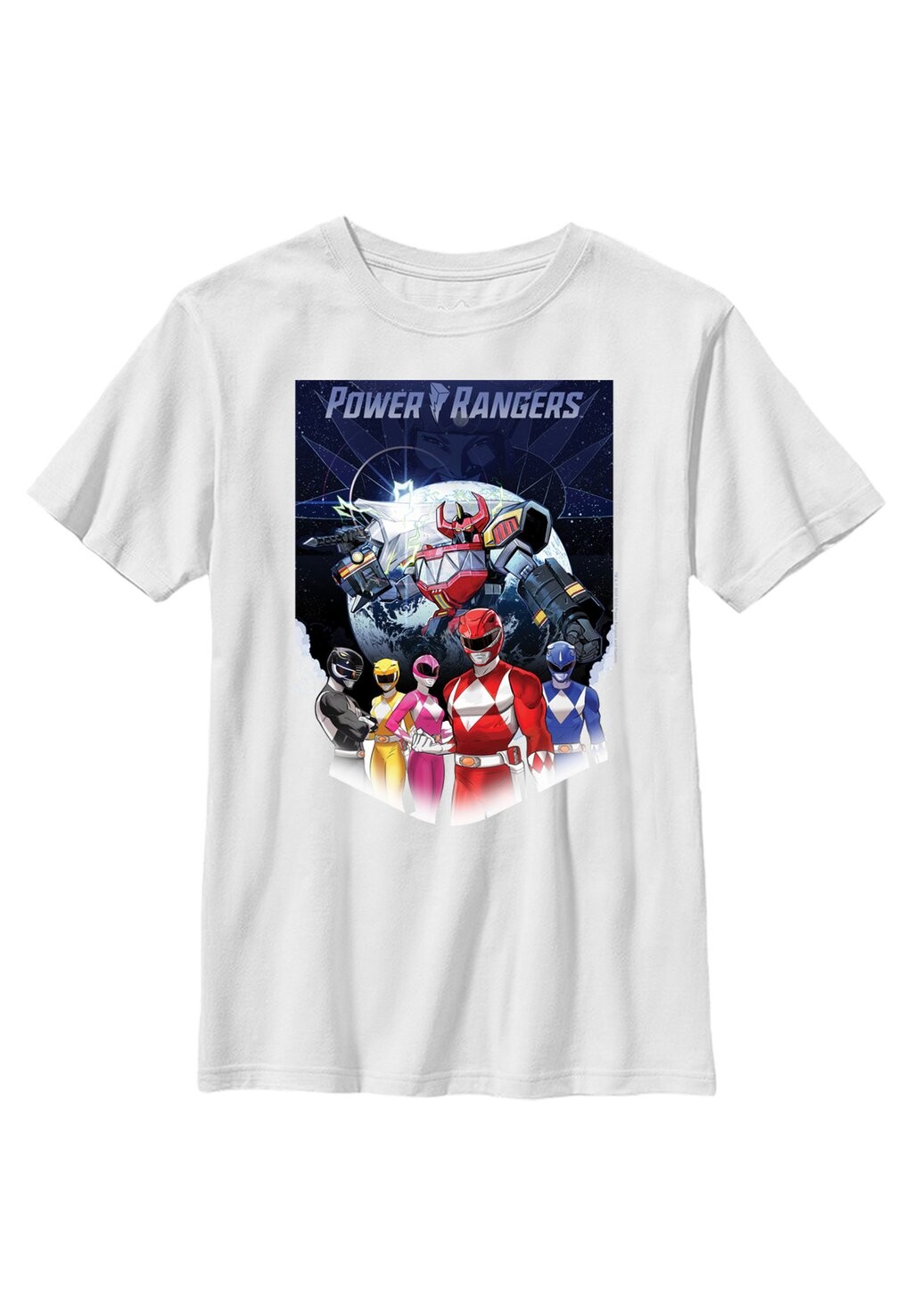 Футболка с принтом Power Rangers World Poster Unisex Henry Tiger, белый