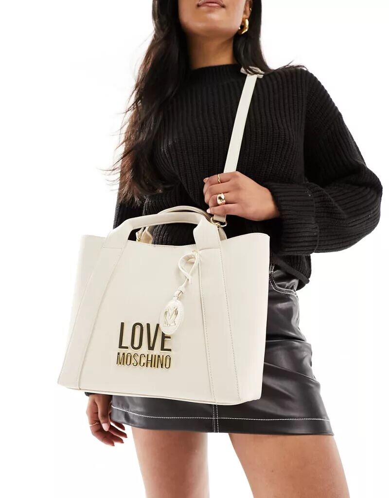 

Белая сумка-тоут с верхней ручкой Love Moschino