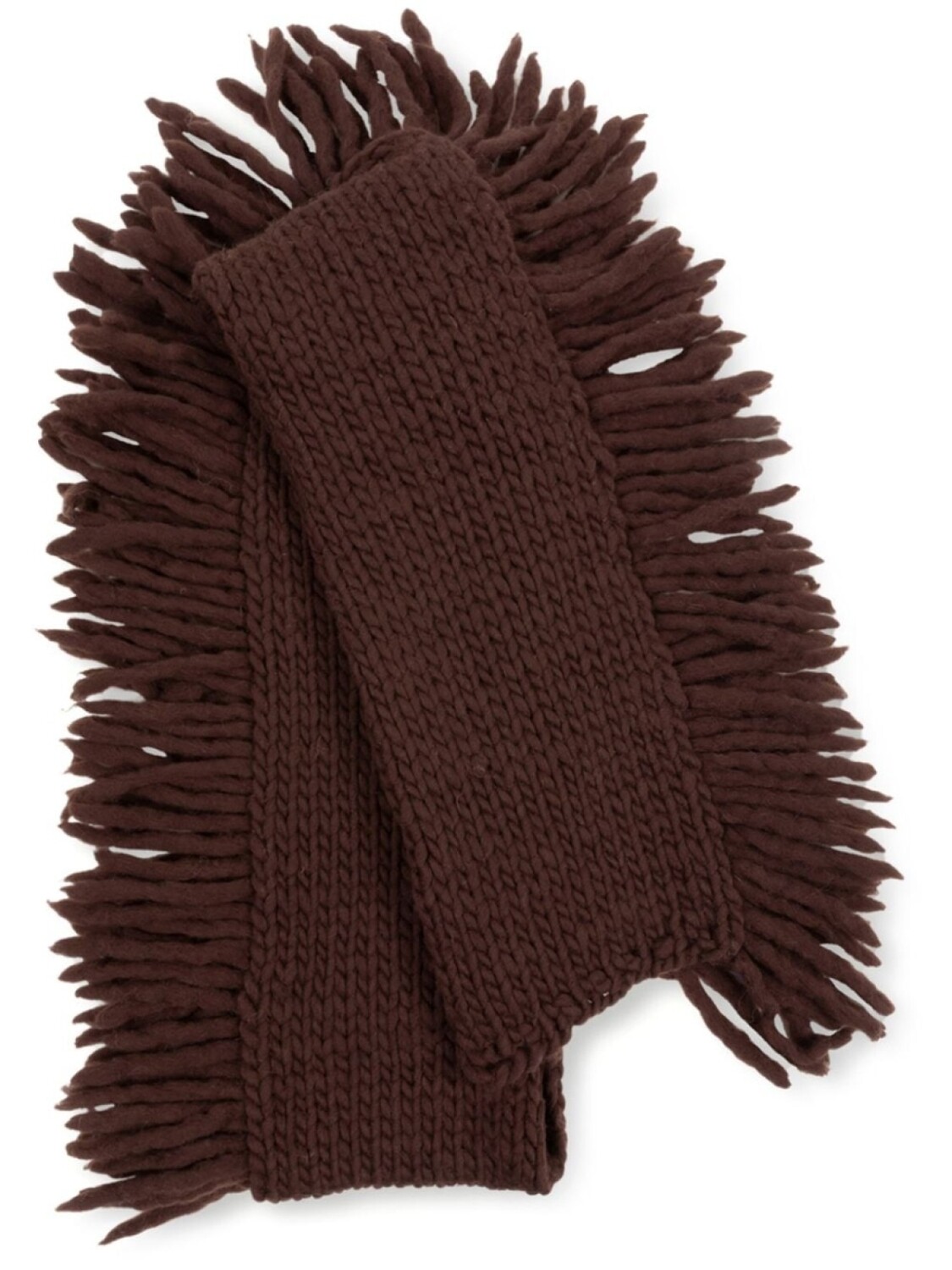 

DRIES VAN NOTEN шерстяной шарф с бахромой, коричневый