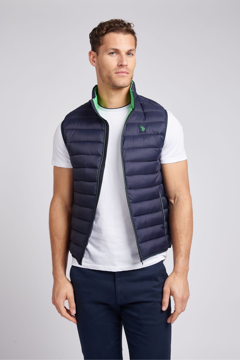 

Мужской жилет, связанный стеганый U.S. Polo Assn, синий