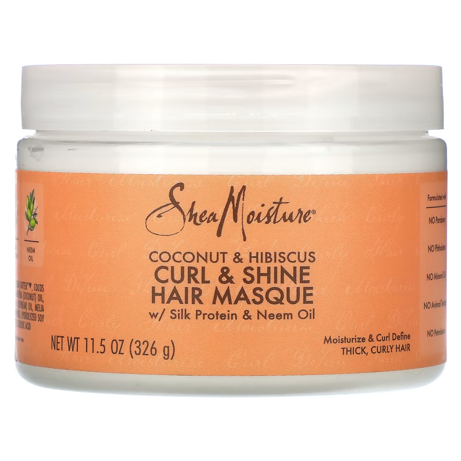 Маска для волос SheaMoisture Curl & Shine, кокос и гибискус sheamoisture edge gel кокос гибискус и льняное семя 99 г 3 5 унции