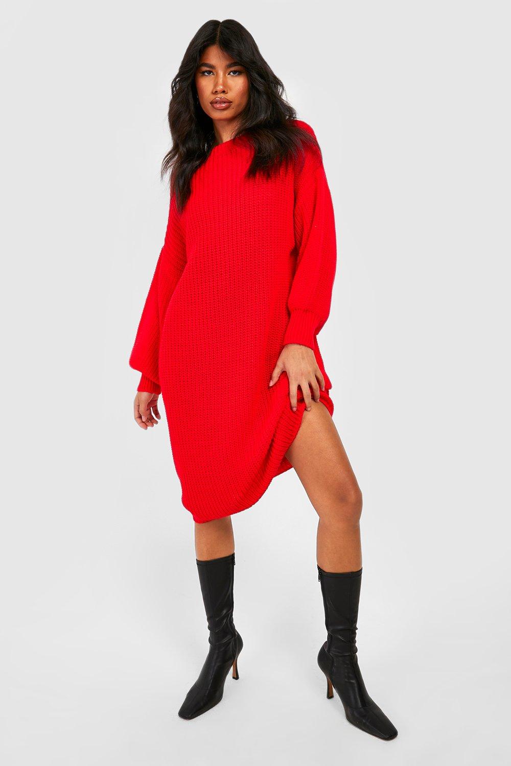 цена Трикотажное платье макси с рукавами-воздушными рукавами Boohoo, красный