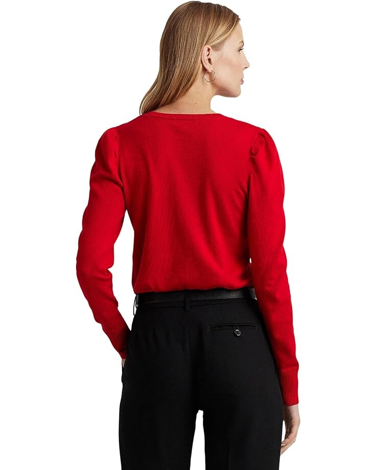 

Свитер LAUREN Ralph Lauren Petite Cotton-Blend Puff-Sleeve Sweater, цвет Martin Red