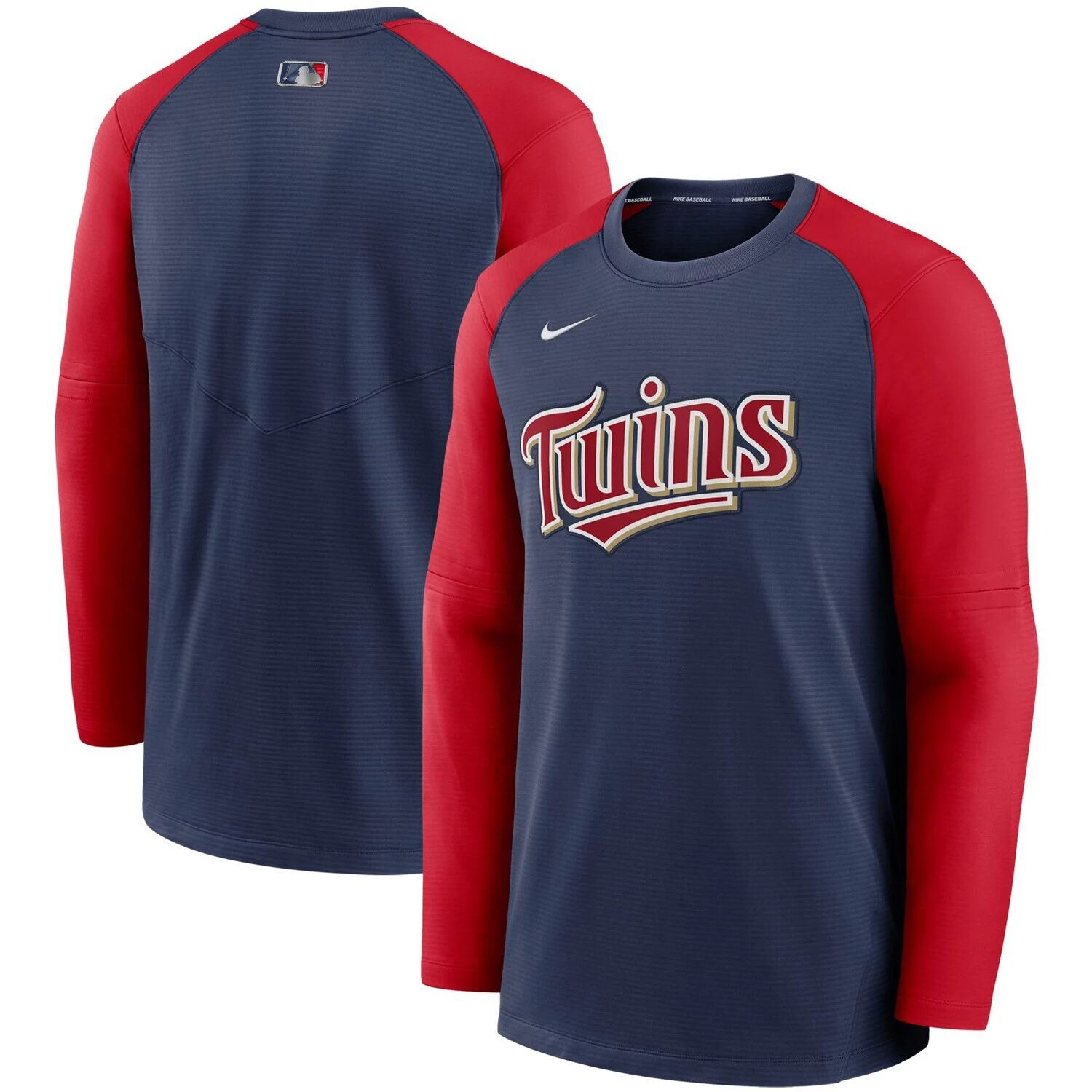 

Мужской пуловер с регланами Nike Minnesota Twins Authentic Collection Pregame Performance, темно-синий/красный