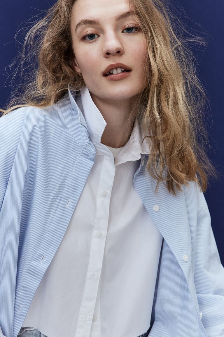 

Хлопковая блузка оверсайз H&M, синий