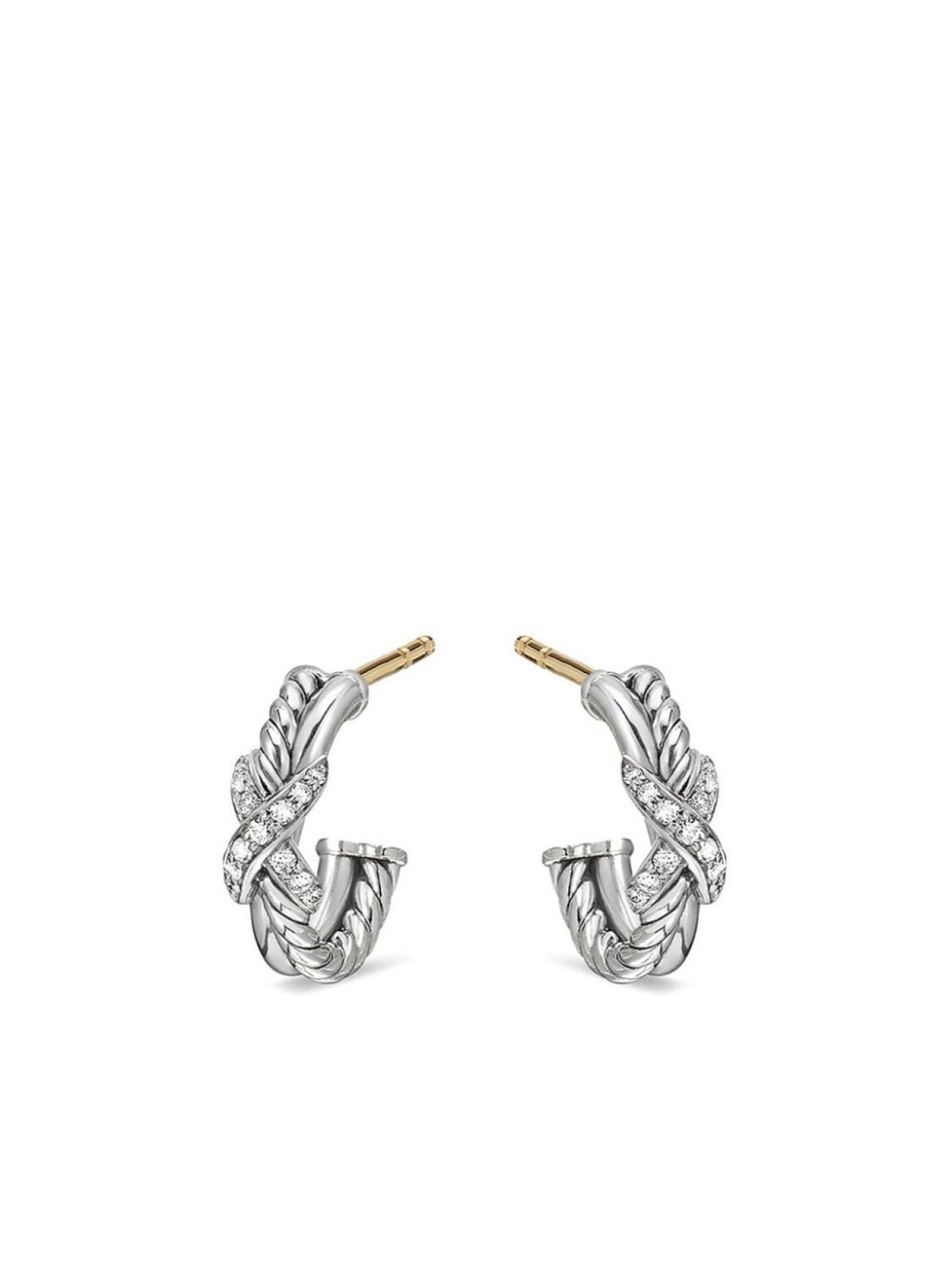 

Серебряные серьги Petite X с бриллиантами David Yurman, серебряный