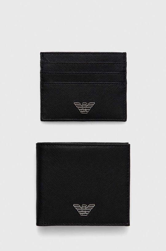 

Кожаный кошелек и визитница Emporio Armani, черный