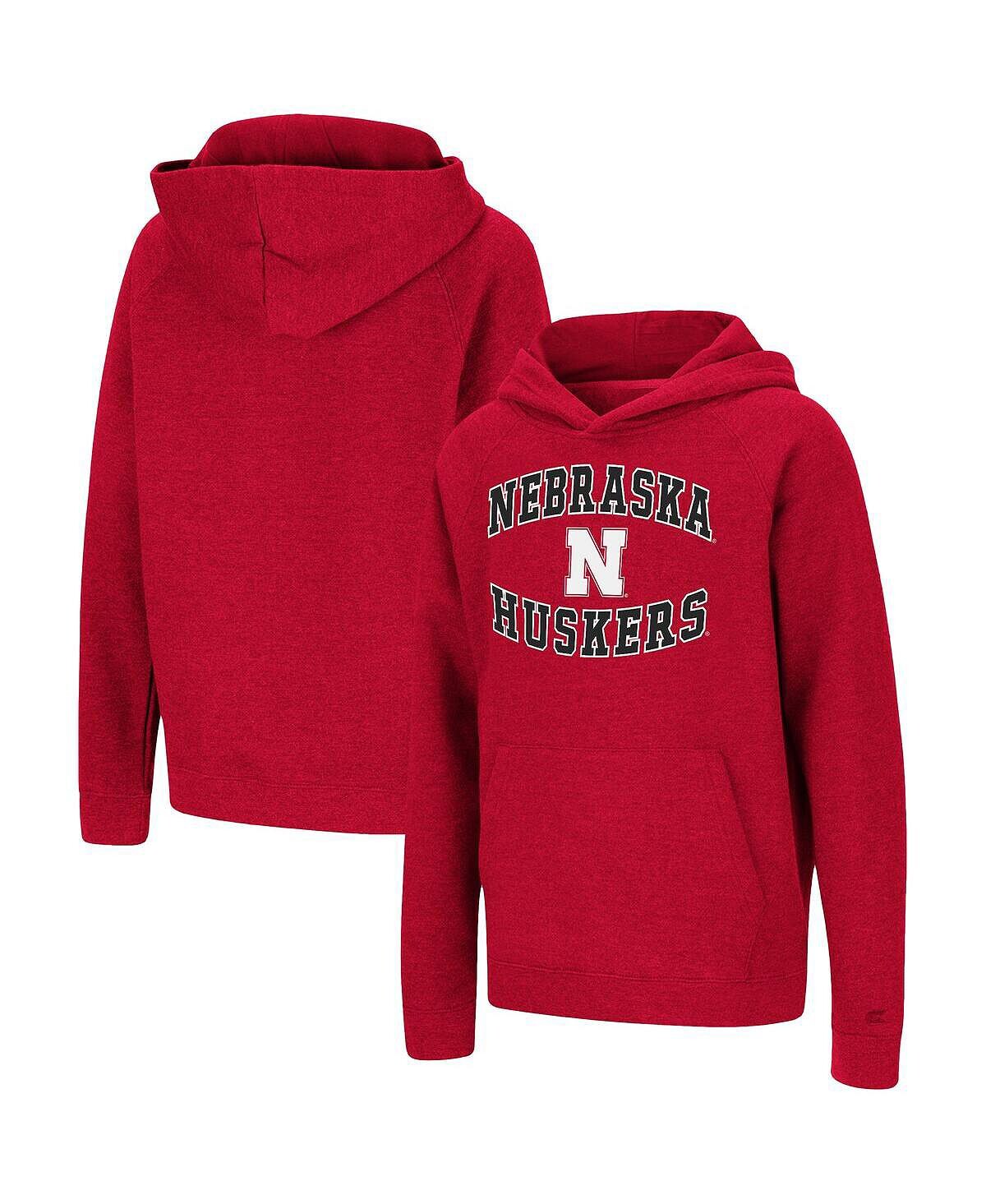

Пуловер с капюшоном с принтом реглан Big Boys Scarlet Nebraska Huskers Colosseum