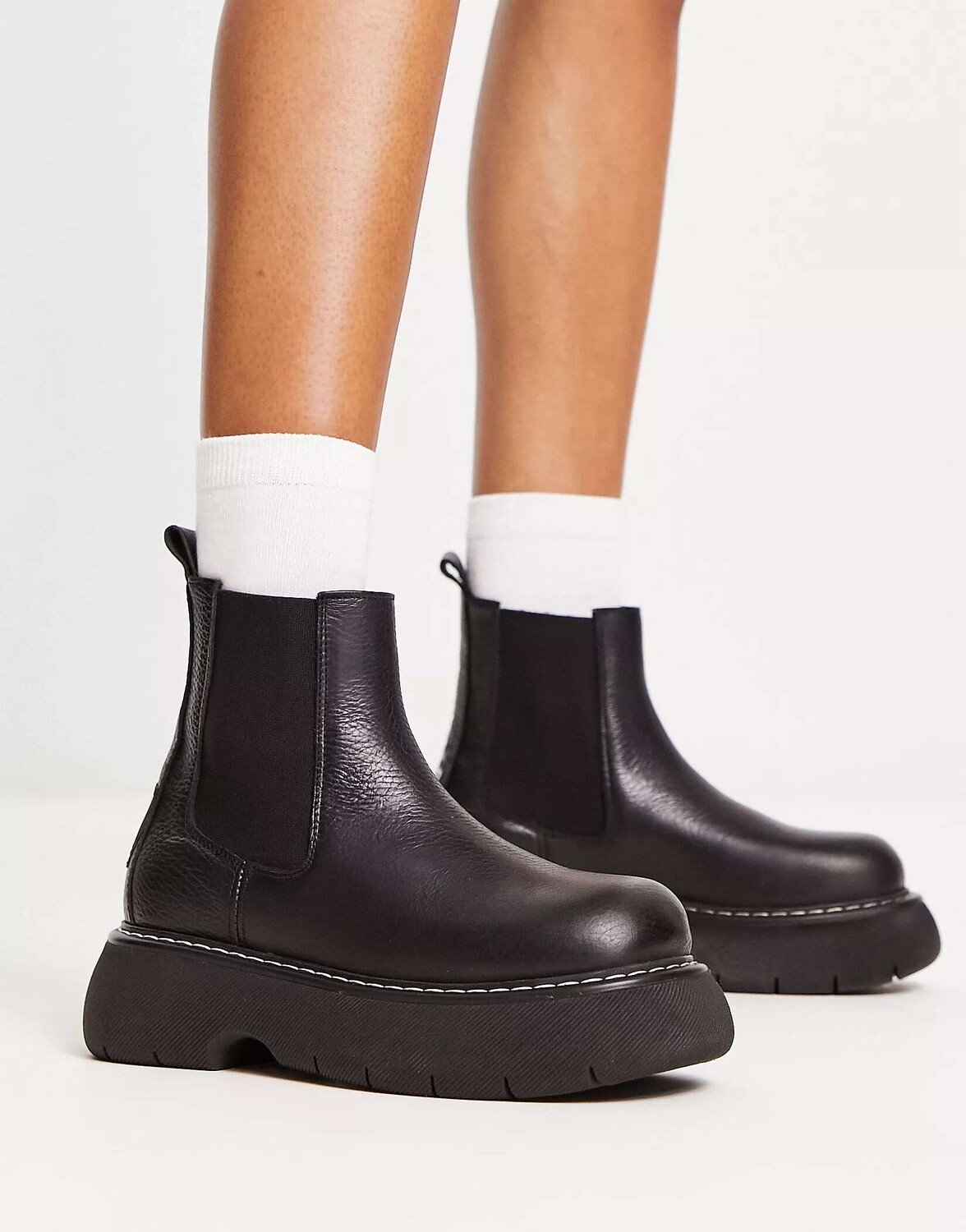 

Черные кожаные ботинки челси на массивной подошве Steve Madden Winner, Черный