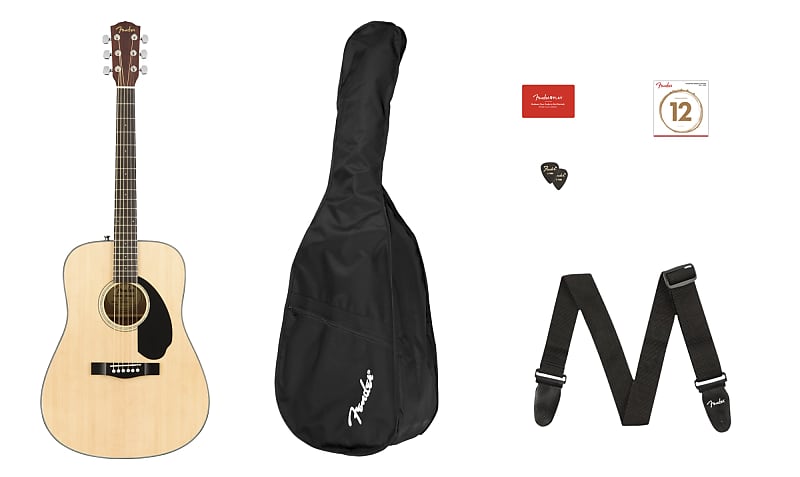 цена Акустическая гитара Fender CD-60S Dreadnought Acoustic Guitar Pack V2, Natural