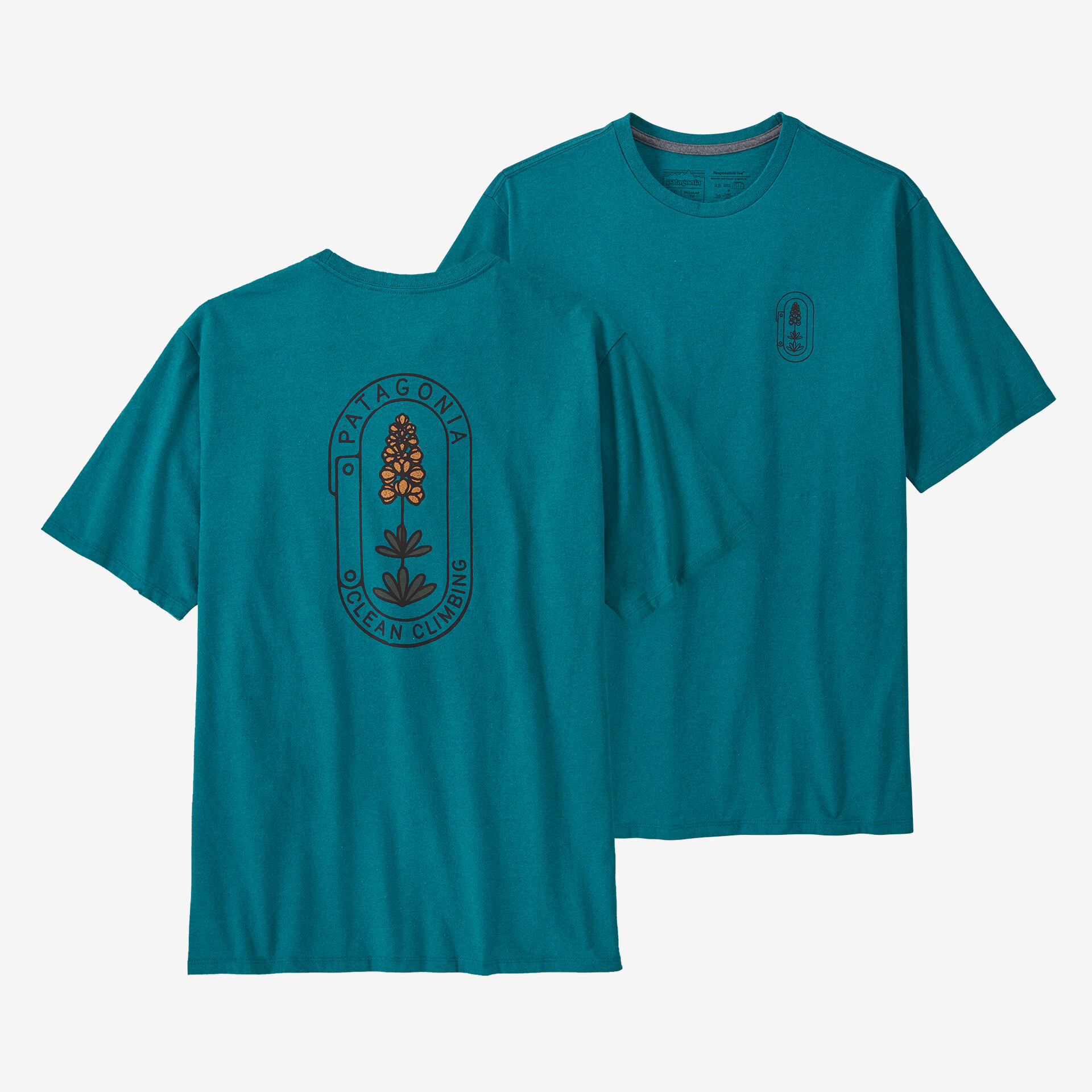 цена Мужская футболка Clean Climb Trade Responsibili Patagonia, цвет Clean Climb Bloom: Belay Blue