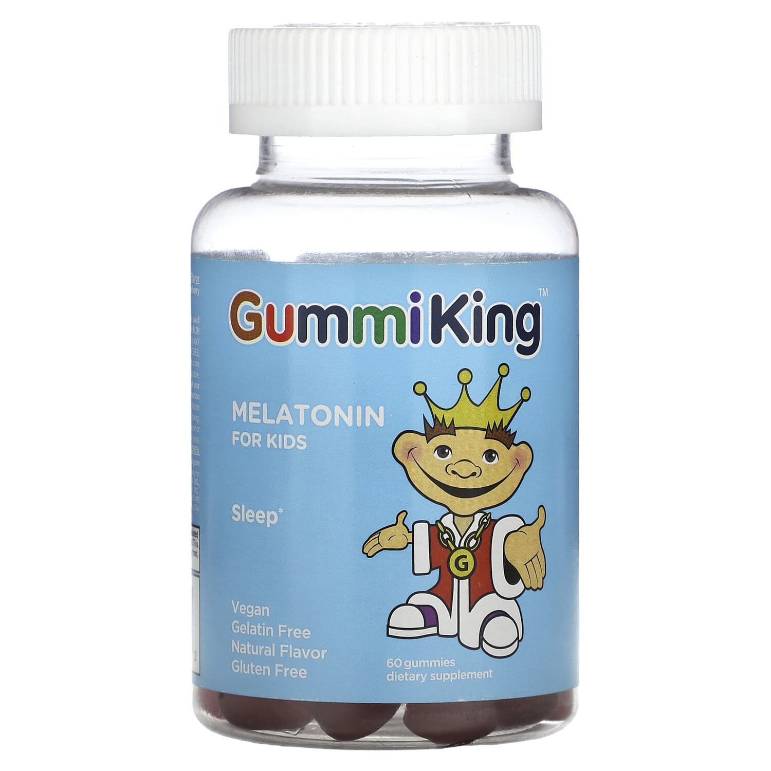 

Мелатонин для детей, со вкусом клубники, 60 жевательных таблеток, GummiKing
