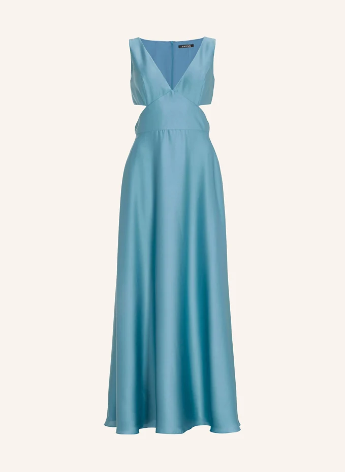 Атласное вечернее платье с вырезами Swing, синий