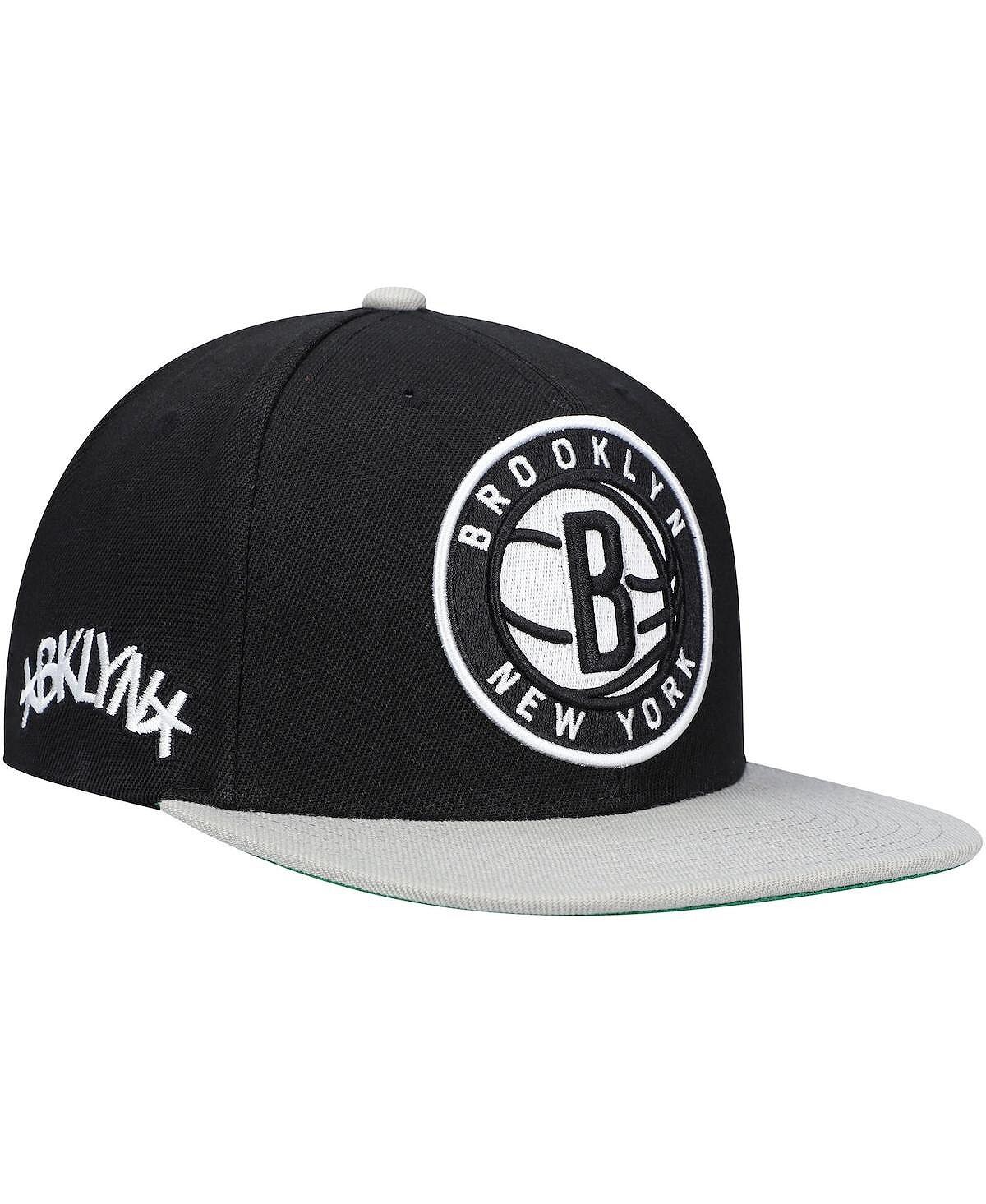 

Мужская черно-серая кепка Brooklyn Nets XL с надписью Snapback Mitchell & Ness