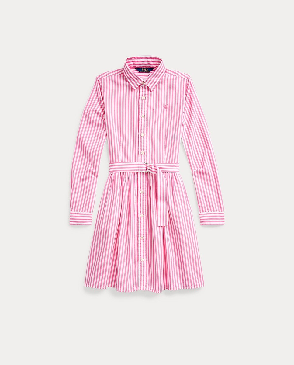 

Полосатое хлопковое платье для девочки Polo Ralph Lauren, розовый