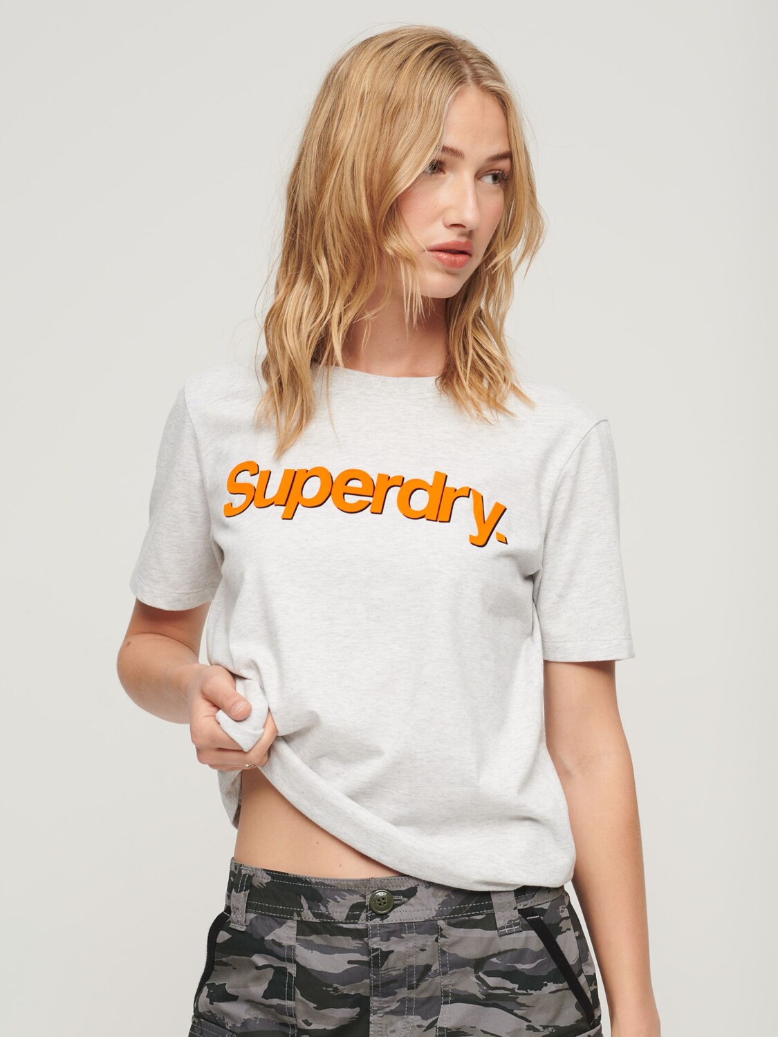 

Футболка с неоновым логотипом Core Superdry, серый/мульти