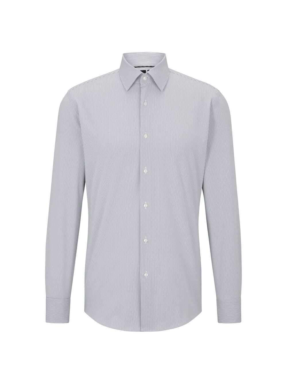 

Рубашка Slim Fit из эластичного материала в полоску BOSS, серый