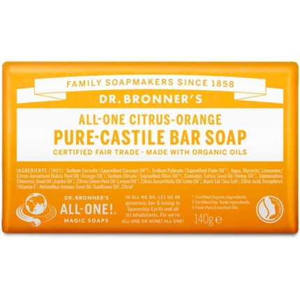 Кусковое мыло Bronner'S Citrus Orange Pure Castile 140 г, Dr