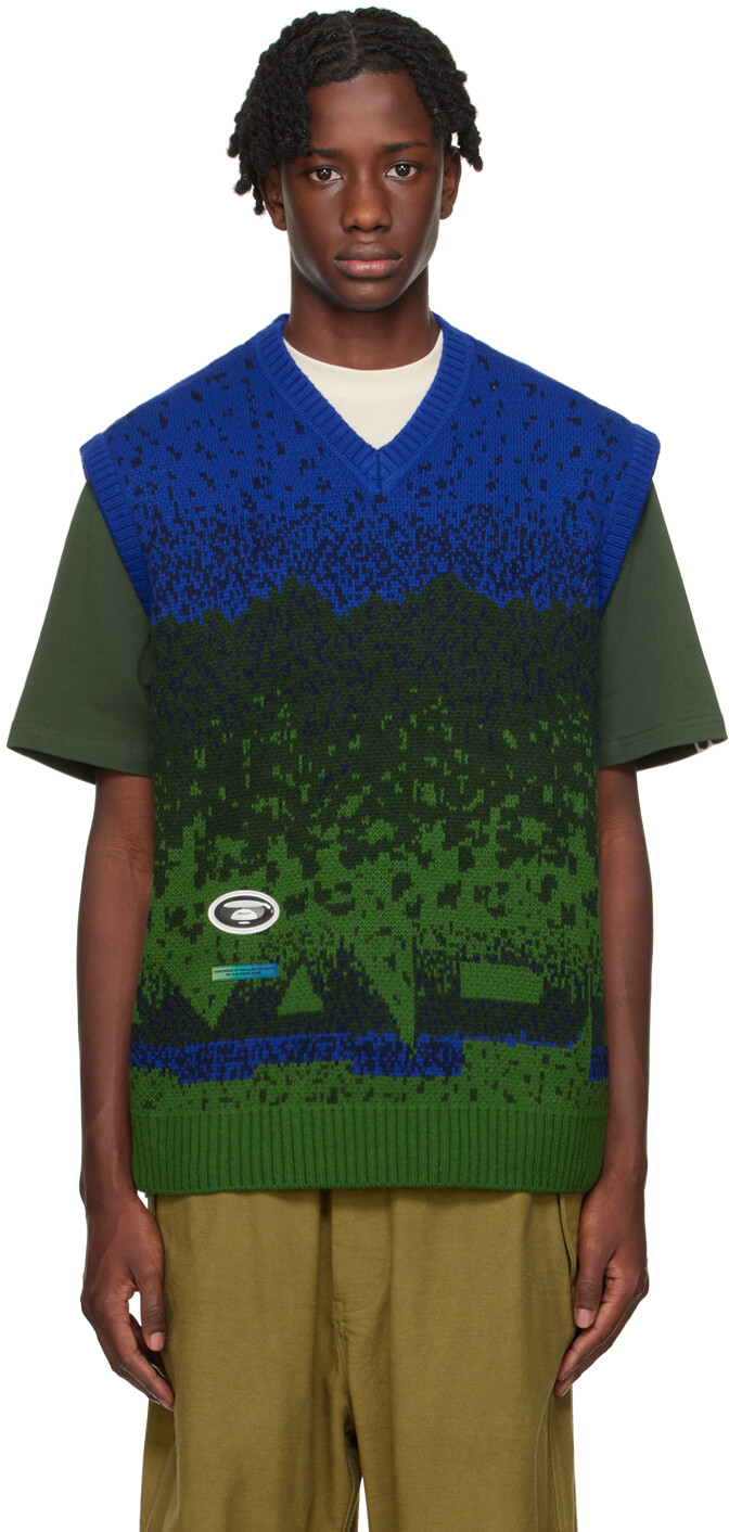 

Синий и зеленый жаккардовый жилет Aape By A Bathing Ape