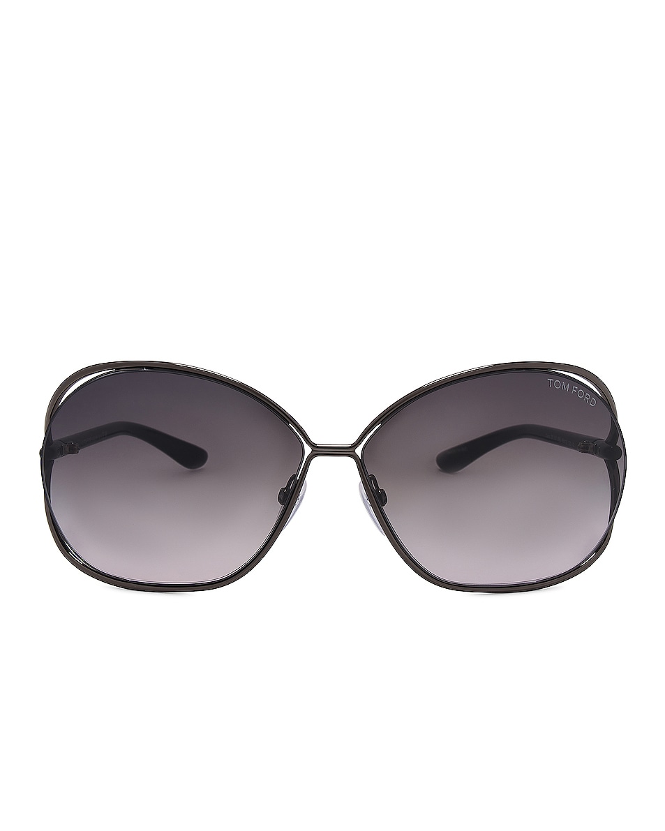 цена Солнцезащитные очки Tom Ford Carla, цвет Shiny Dark Gunmetal, Shiny Black, & Gradient Smoke