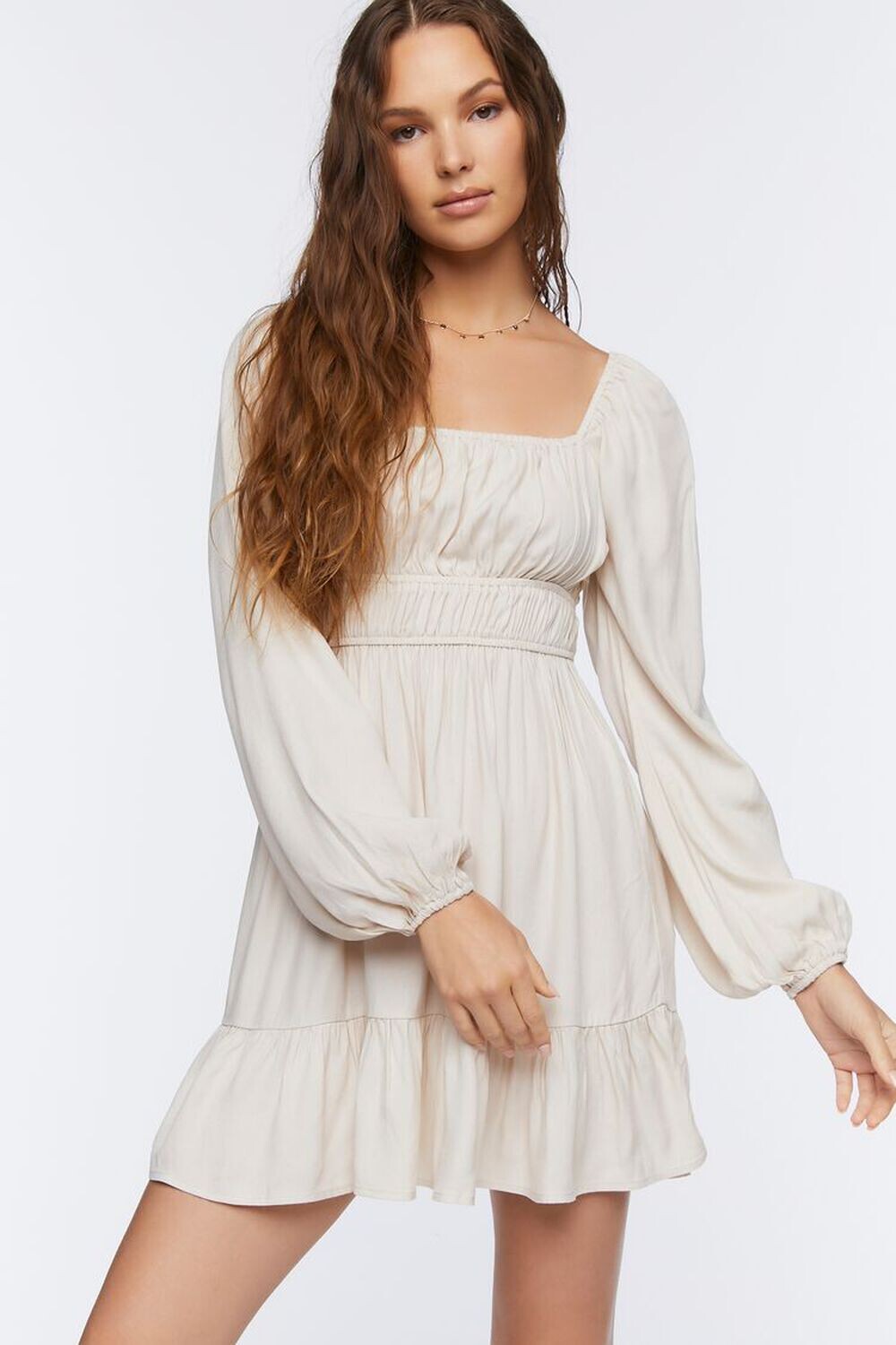 

Мини-платье с расклешенной юбкой Forever 21, песочный