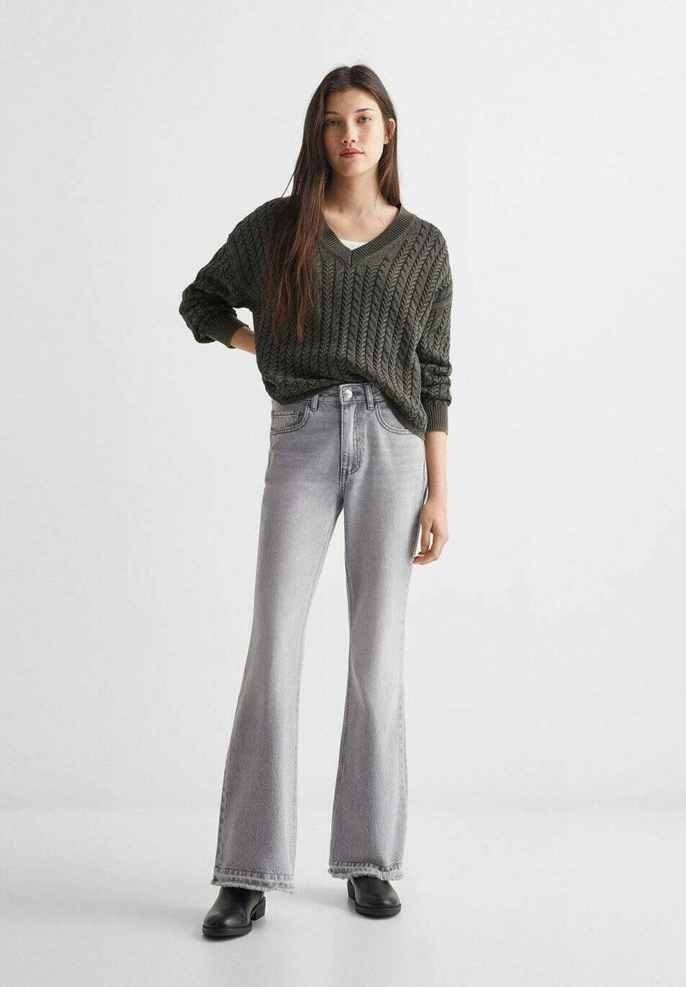 

Джинсы клеш Greyfl Mango, цвет denim grey
