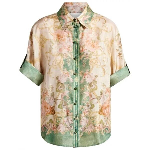 

Футболка august floral-print silk shirt Zimmermann, мультиколор