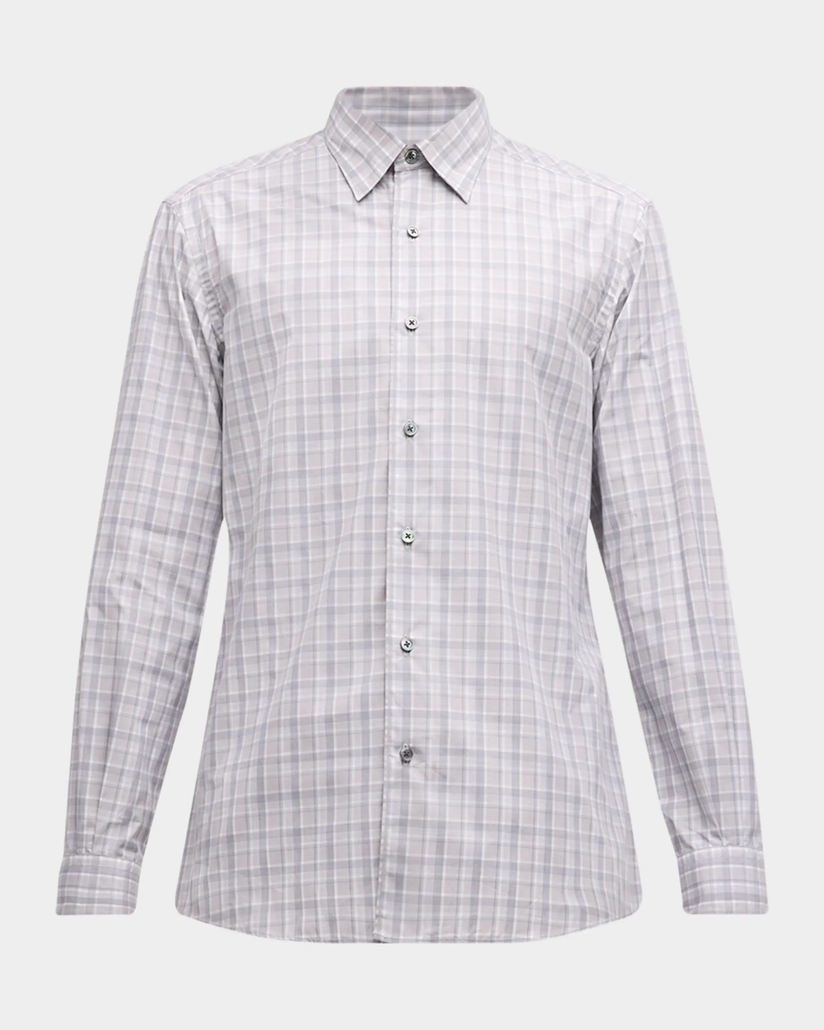 

Мужская спортивная рубашка из твила в клетку Centoquaranta Zegna, цвет Silv Ck