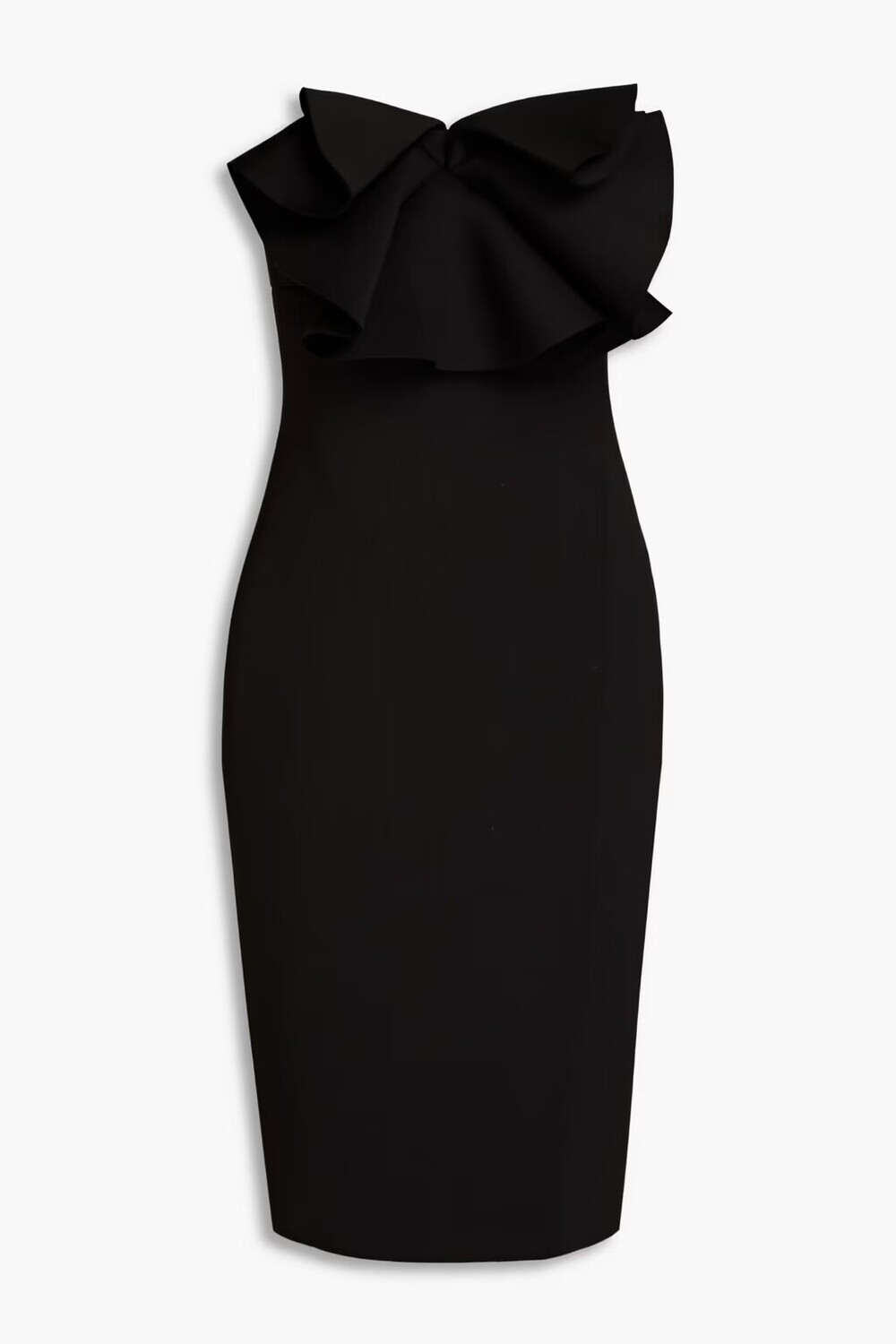 

Платье с аквалангом без бретелек и бантом Badgley Mischka, черный