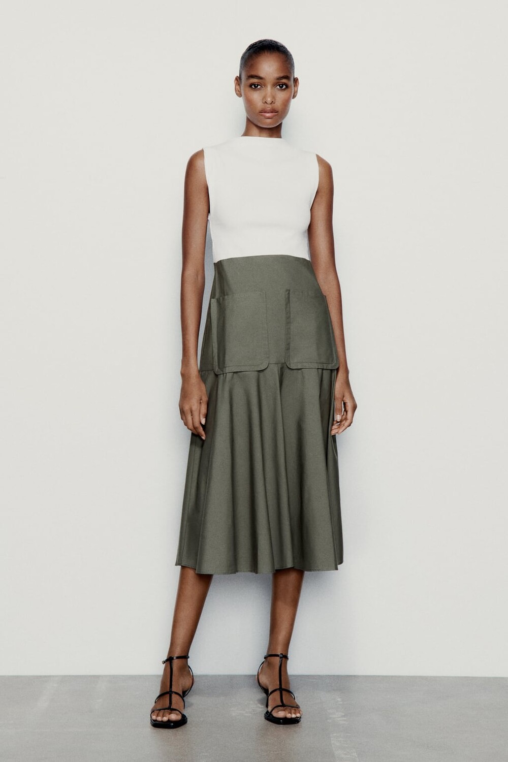 

Платье с соответствующими карманами ZARA, зеленый