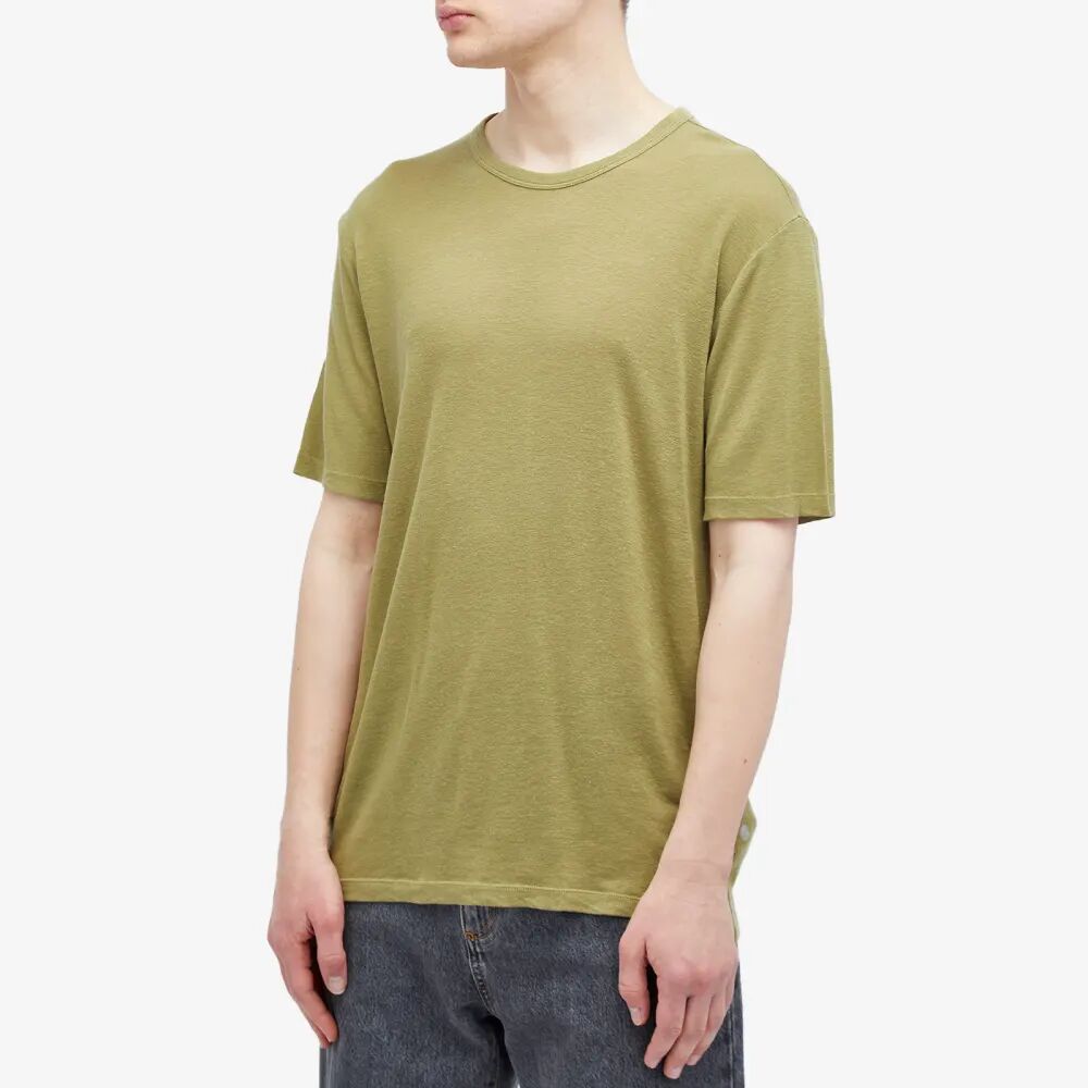 Officine Generale Льняная футболка, зеленый шерстяная рубашка officine generale harrison