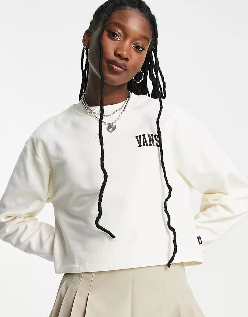 

Белое укороченное худи свободного кроя Vans Varsity эксклюзивно на ASOS