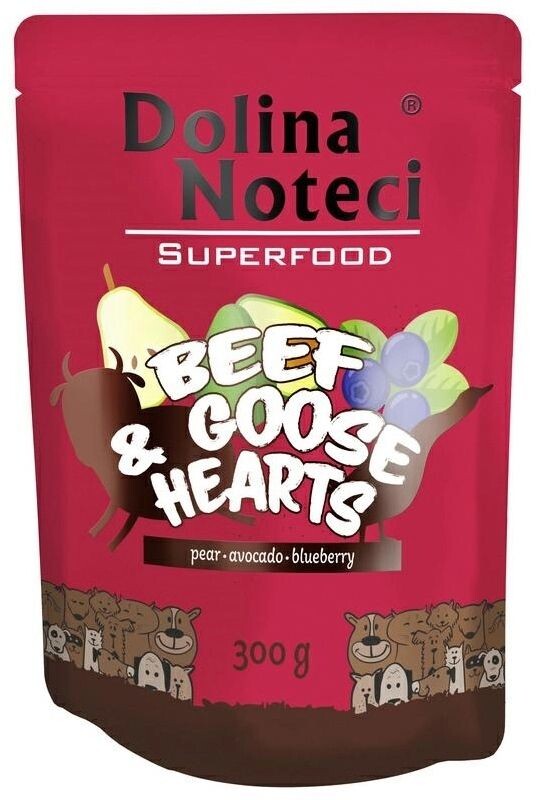 

Влажный корм для собак Dolina Noteci Superfood Wołowina i Serca Gęsi, 300 гр