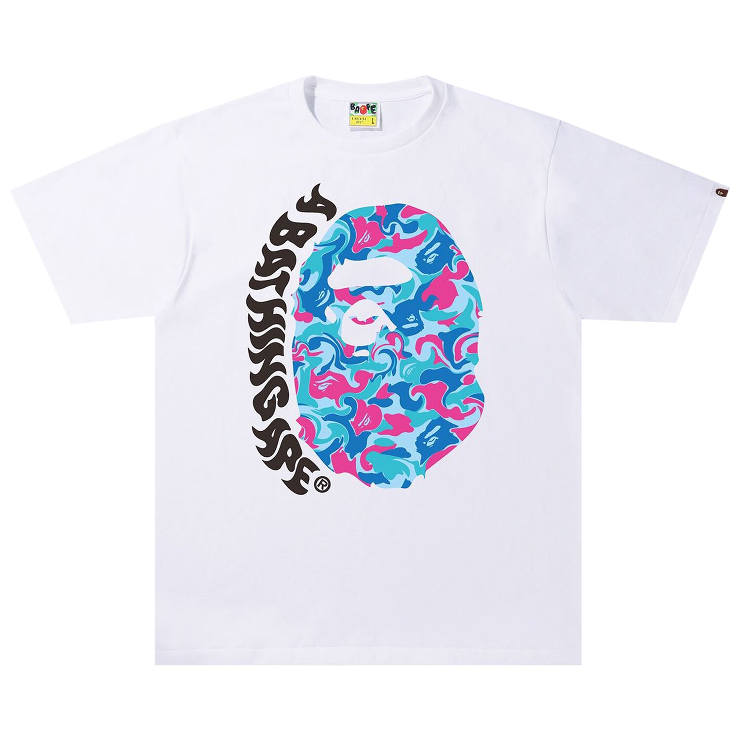 

Футболка BAPE Marble Camo Ape Head, Белая, Белый