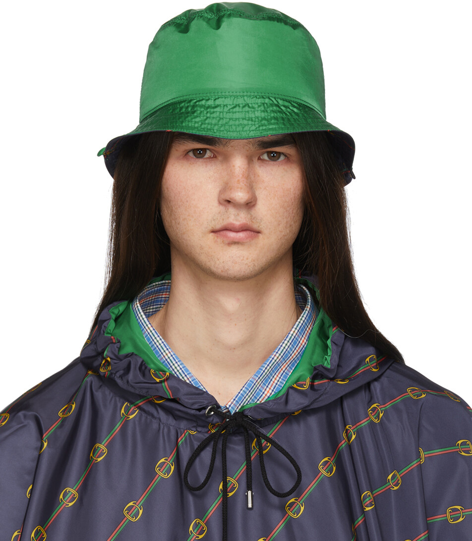 

Двусторонняя зеленая нейлоновая панама Gucci