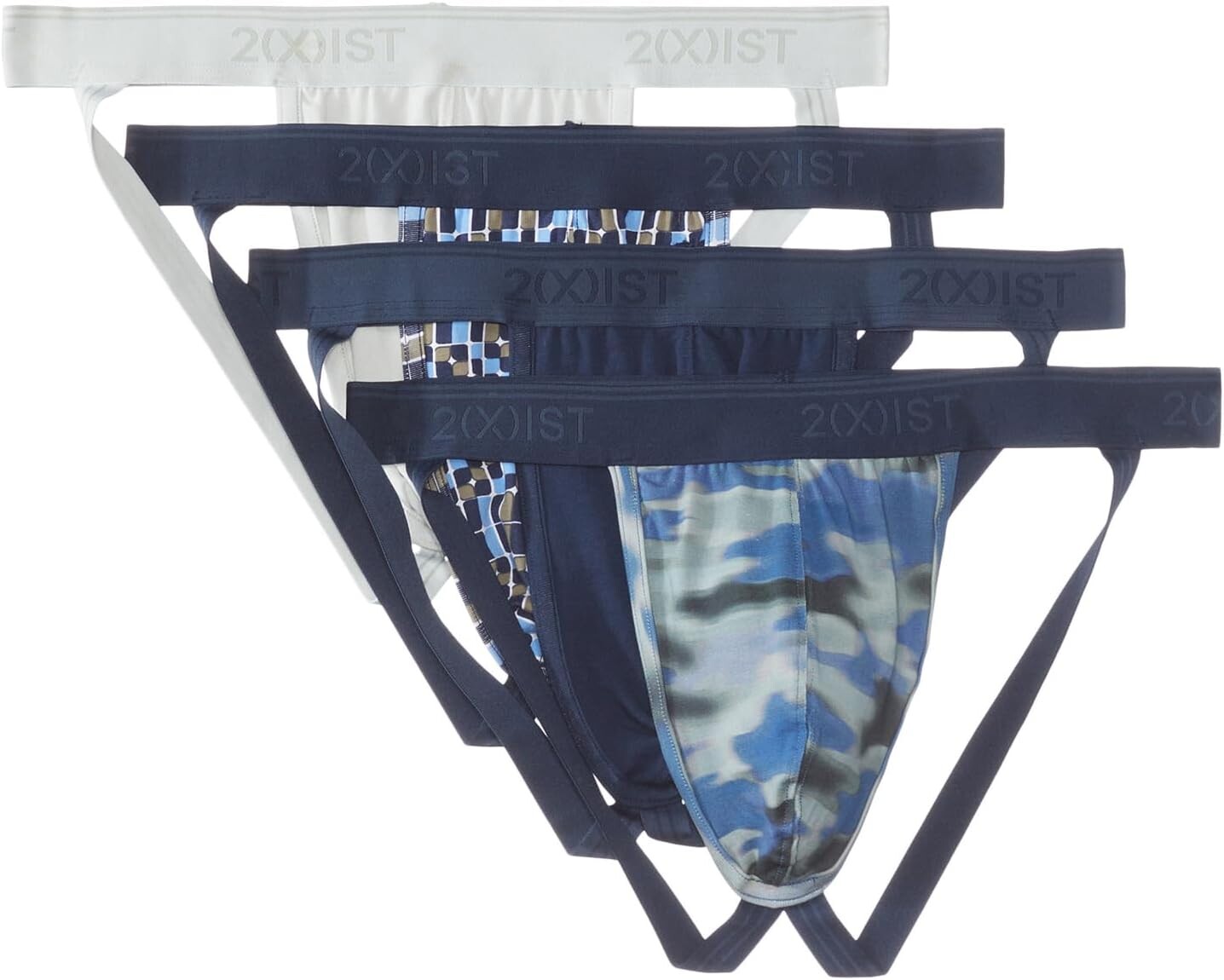 

Трусы Stretch Bonus Pack 4-Pack Jock Strap 2(X)IST, цвет Hazy Camo Blue/Navy Blazer/Reptile Geo/Dawn Blue