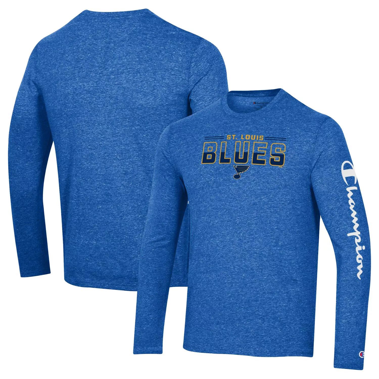 цена Мужская футболка с длинными рукавами Heather Royal St. Louis Blues Tri-Blend Champion