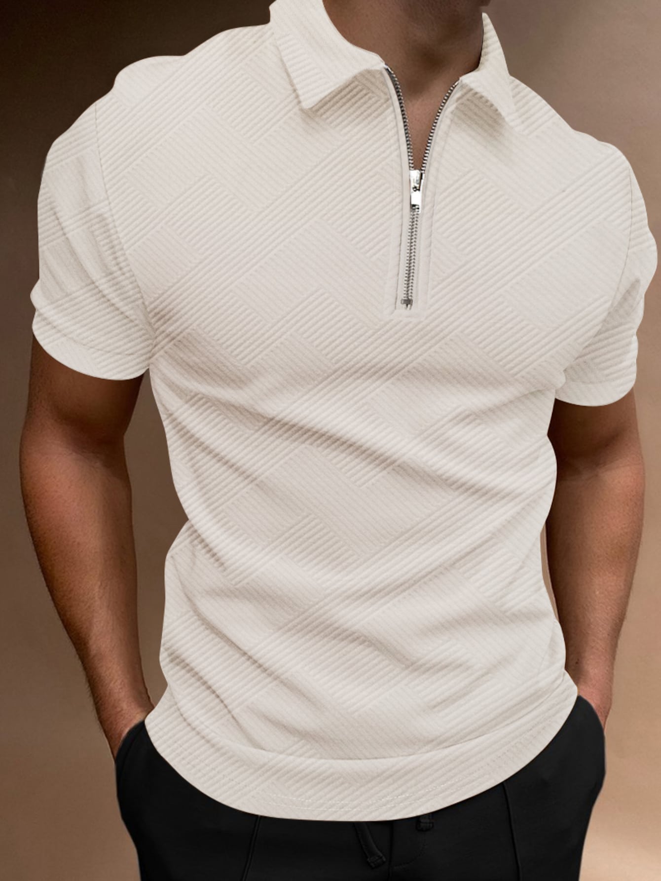 Мужская рубашка-поло с коротким рукавом Manfinity Homme с однотонной текстурой, абрикос