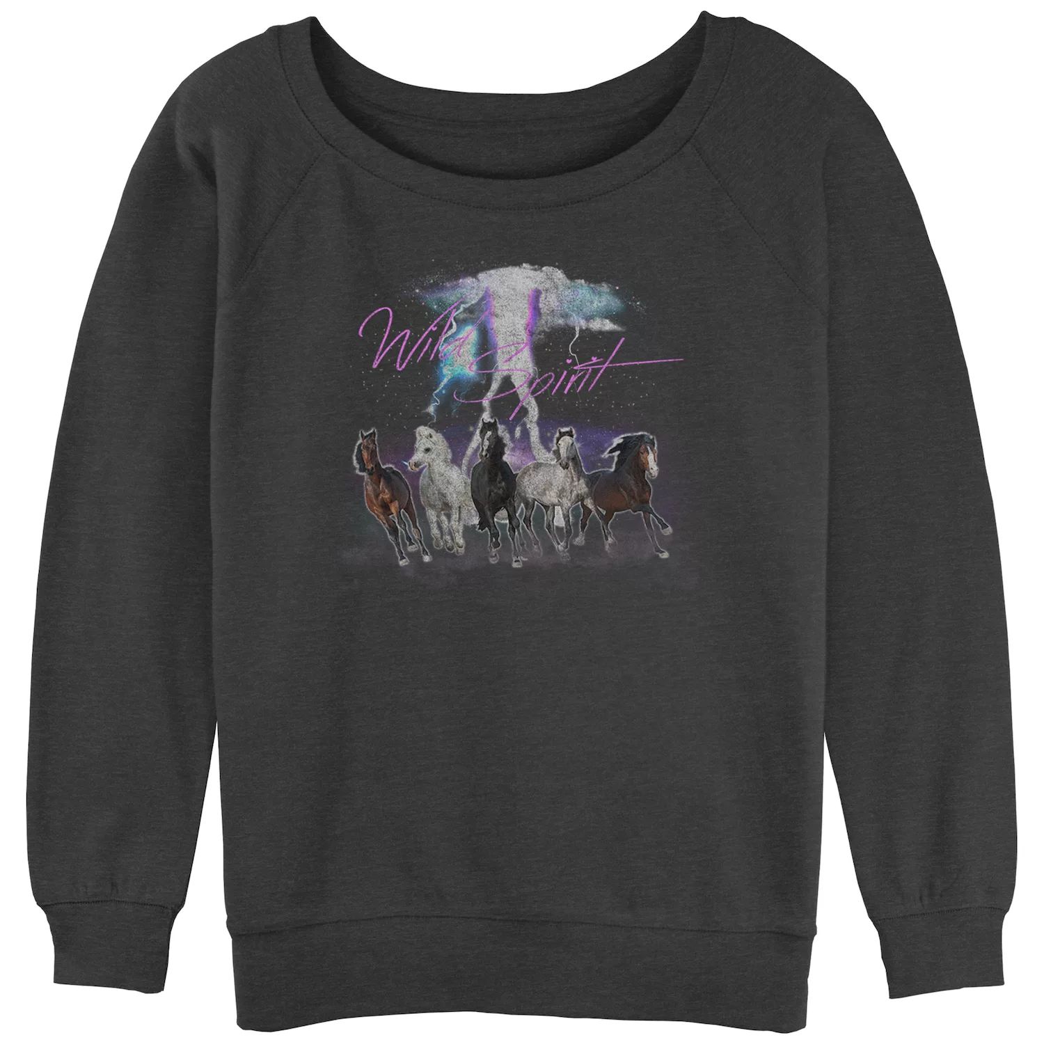 Махровый пуловер с напуском Wild Spirit Horses для юниоров