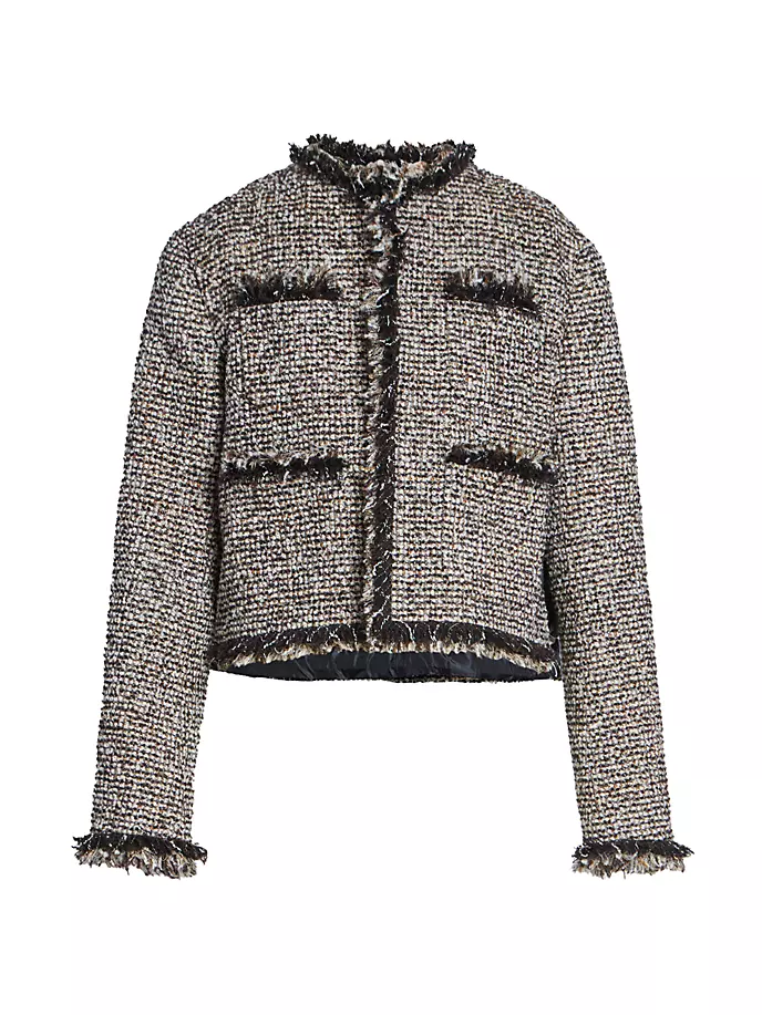 

Твидовый жакет с бахромой Sacai, коричневый