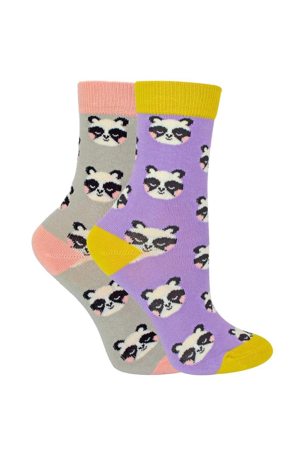 Комплект из 2 носков с животными | Бамбуковые носки с необычным узором Miss Sparrow, фиолетовый фото