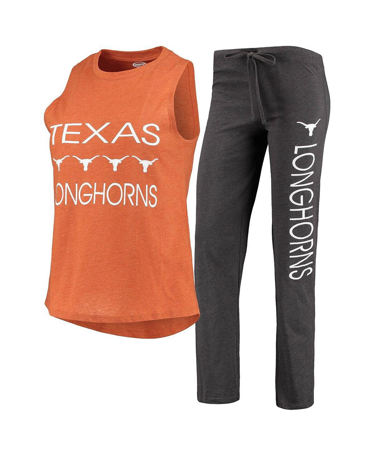 

Женский комплект для сна из топа и брюк Texas Longhorns Team оранжевого и темно-серого цвета Concepts Sport