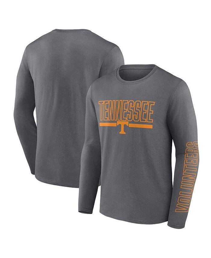 

Мужская футболка с длинными рукавами и графическим рисунком Heather Charcoal Tennessee Volunteers Big and Tall Two-Hit Profile, черный