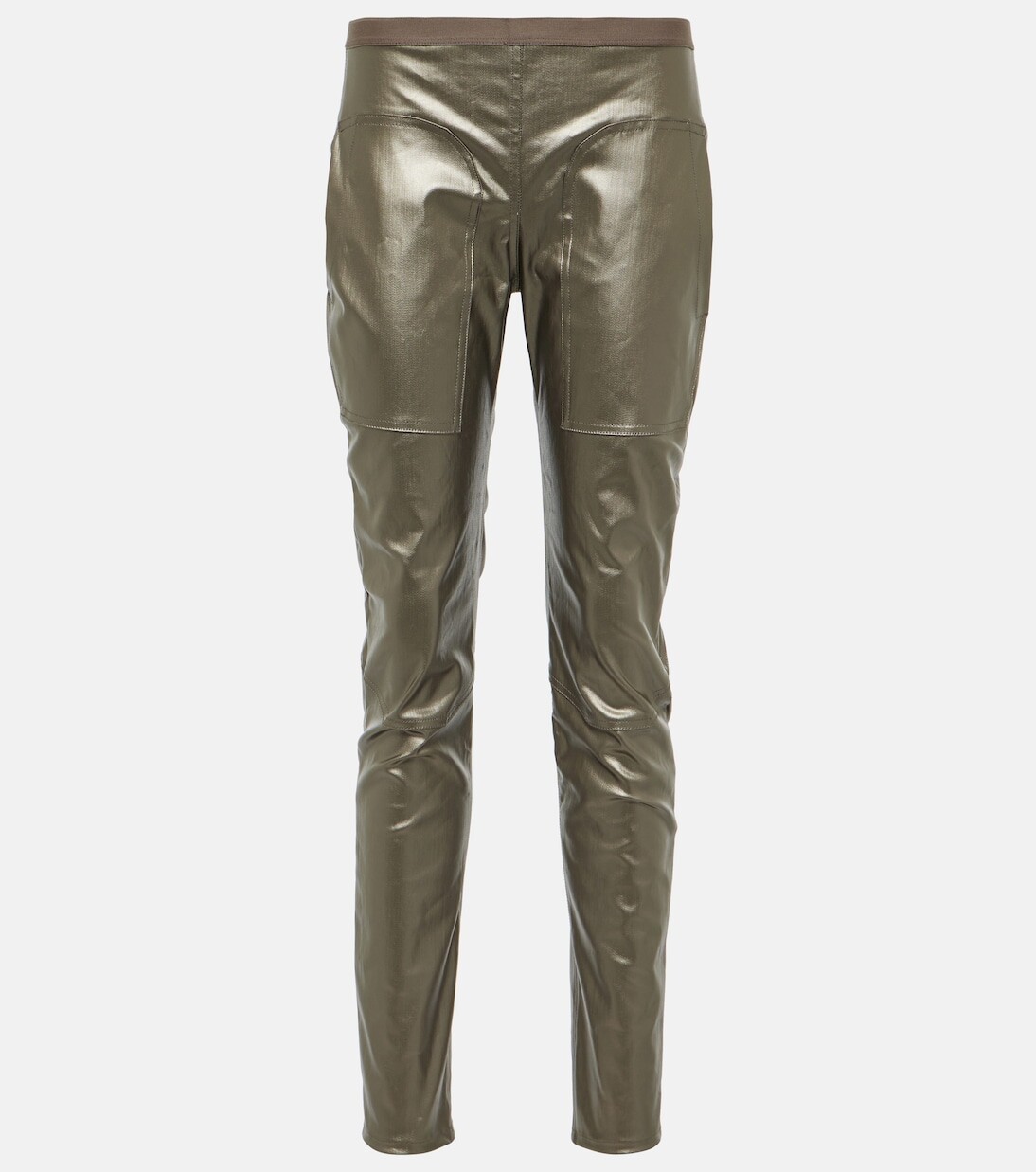

Джинсовые леггинсы с эффектом металлик Rick Owens, серебряный