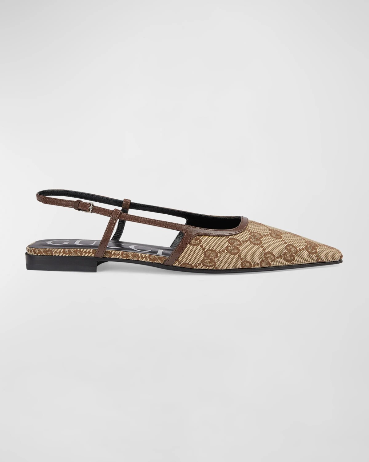 

Демисезонные балетки из ткани с монограммой и пяткой на пятке Gucci, цвет Beige Ebony