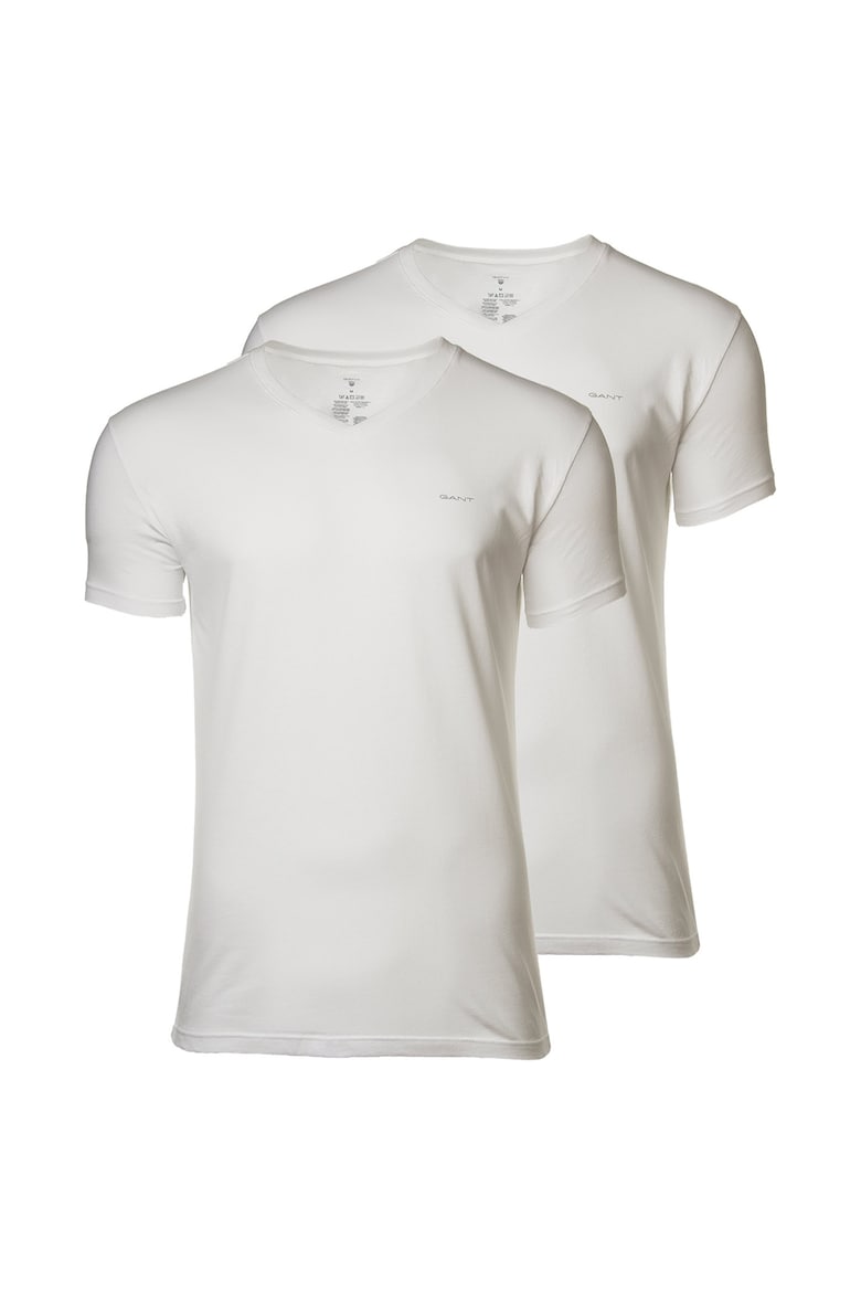 Хлопковая футболка с заостренным воротником, 2 шт Gant, белый