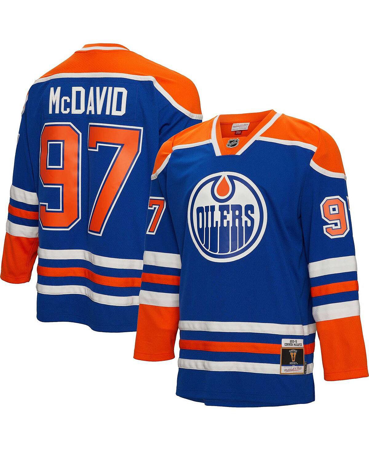 

Мужская футболка Connor McDavid Blue Edmonton Oilers 2015 Blue Line Player Mitchell & Ness