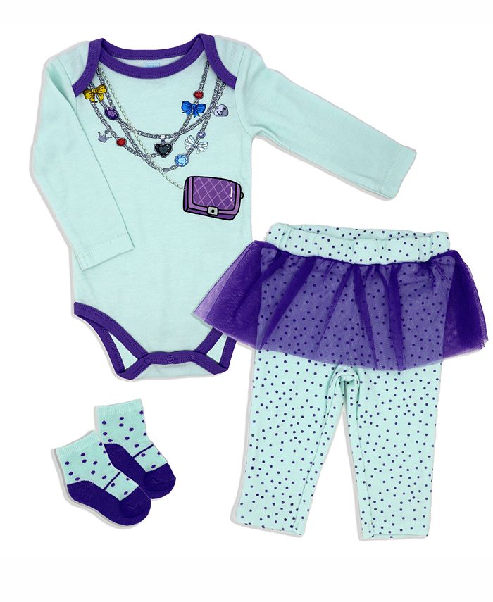 цена Боди, брюки и носки для маленьких девочек Fancy Jewels, комплект из 3 предметов Baby Mode, мультиколор