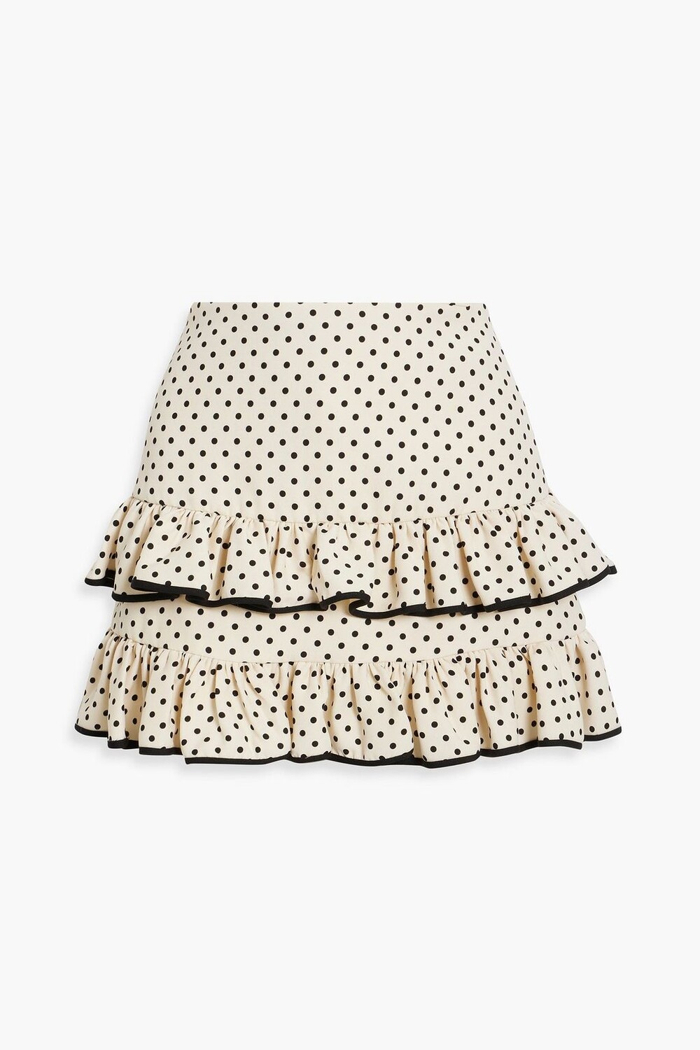 

Мини-юбка из крепа и шерсти с рюшами в горошек VALENTINO GARAVANI, экру