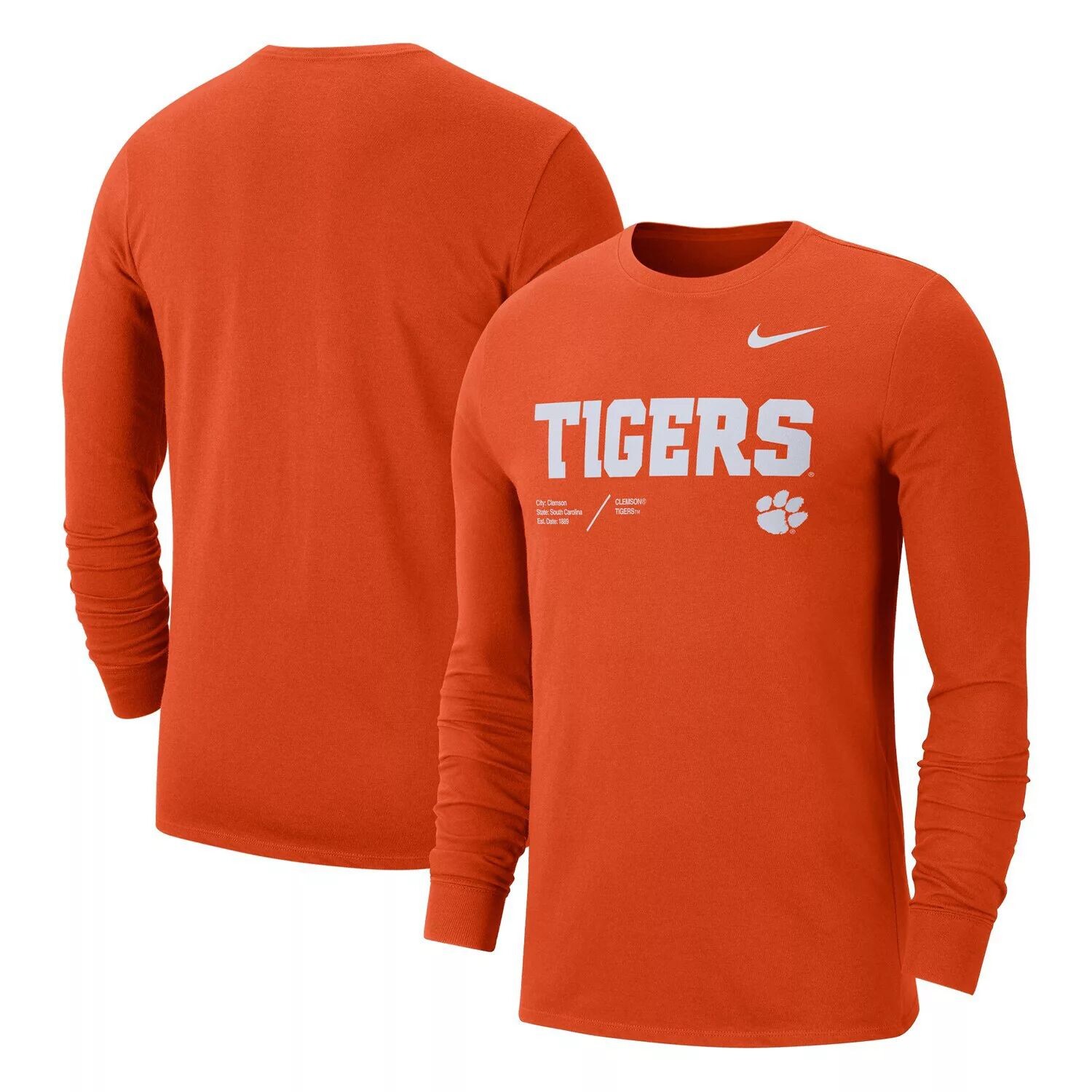 

Мужская футболка с длинным рукавом Nike Orange Clemson Tigers Team Practice Performance